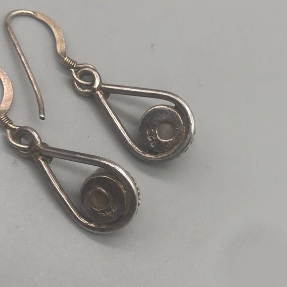 Sterling Silver Earrings Faux Pearl Teardrop Dangle Pierced Dainty 1" - Picture 5 of 8